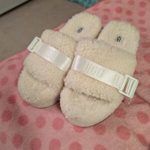 UGG Cream Plush Slide Sandals/Slippers